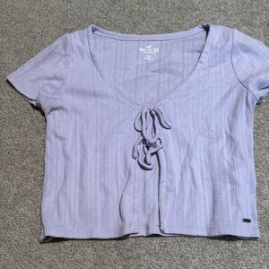 hollister light purple tie crop top, size small